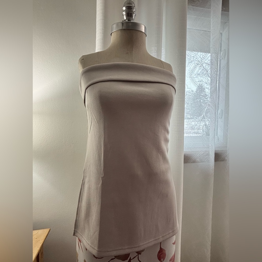 Emerson Lang Strapless Knit Top, Light Grey, L, NWT